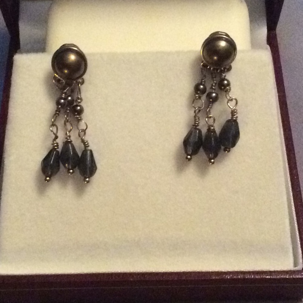 Beautiful Clip On Bronze color pearl Earrings